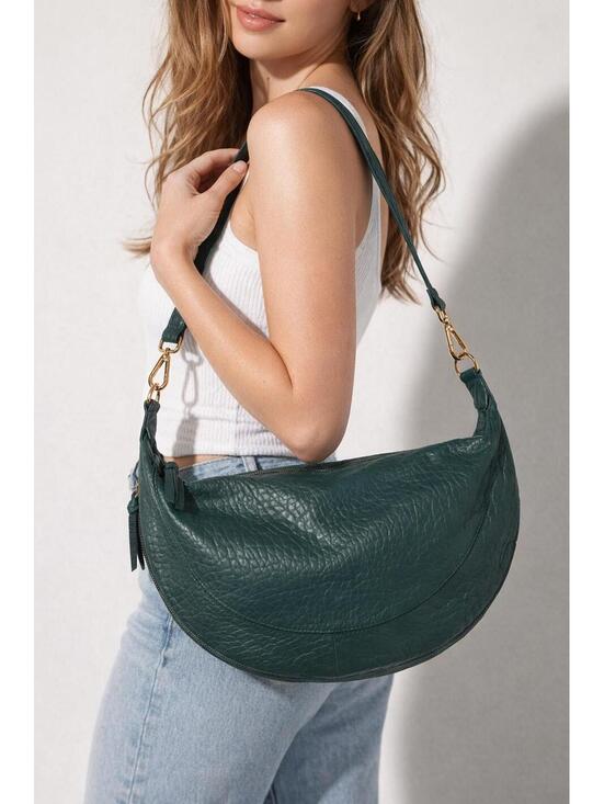 Anthropologie Handbags - Anthropologie Hunter Green Bubble Leather Shoulder Bag